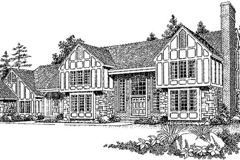 Tudor Style House Plan - 4 Beds 3 Baths 4496 Sq/Ft Plan #72-793 - Blueprints.com English Manor House Plans, Tudor Home Floor Plans, English Farmhouse Floor Plans, Tudor Style Homes Floor Plans, Tudor House Floor Plans, Tudor Home Plans, English Cottage Plans, Tudor Cottage House Plans, English Cottage Floor Plans