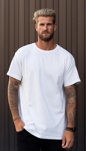 Man With Tattoos, Shirt Mockup, Dart, Male Model, White Shirt, Tattoos For Guys, A Man, Mockup, Photoshop