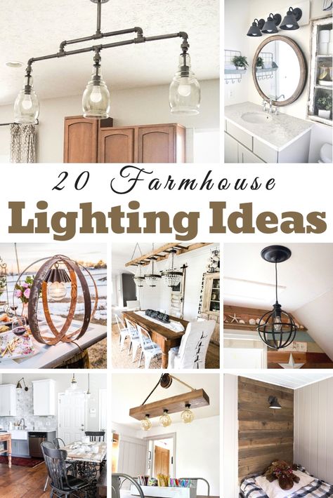 Diy Island Light Fixture, Modern Farmhouse Kitchen Lighting Ideas, Homemade Light Fixtures, Diy Kitchen Light Fixtures, Landing Lighting Ideas, Diy Farmhouse Light Fixtures, Farmhouse Lighting Ideas, Landing Lighting, Modern Industrial Bathroom