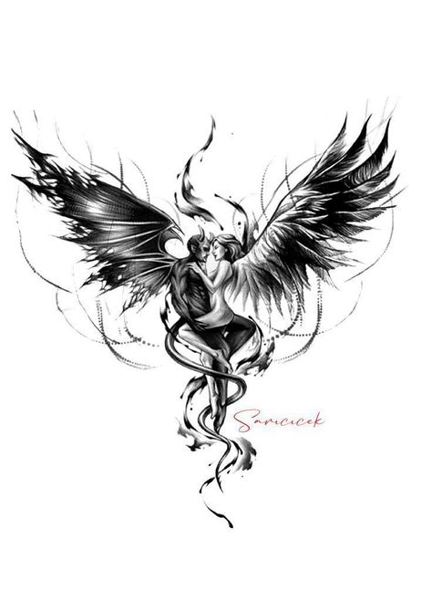 Back Piece Tattoo Men, Angel Back Tattoo, Tattoo Chest, Flying Tattoo, Back Piece Tattoo, Tattoo Inspiration Men, Fantasy Tattoos, Cool Chest Tattoos, Chest Piece Tattoos