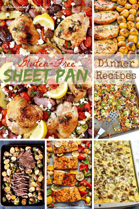 Gluten-Free Sheet Pan Dinner Recipes that are perfect for meal prep and week night meals! What this post should really be called is “Super Easy Recipes that Require Way Less Dishes.”  And right now during my 31st week of pregnancy, that is what I am all about!  Plus, let’s be honest, sheet pan dinners are … Pan Dinner Recipes, Gluten Free Main Dishes, Sheet Pan Dinners Recipes, Sheet Pans, Pan Dinners, Gluten Free Recipes For Dinner, Gluten Free Dairy Free Recipes, Pan Recipes, Gluten Free Eating