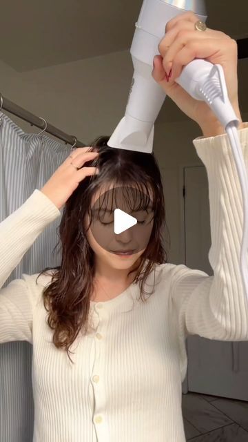 Lindsey on Instagram: "How I style my bangs! Then on day 2-3 hair I will usually just touch them up with a flat iron. #bangstutorial #bangs" How To Dry Bangs, How To Style Wispy Bangs Tutorial, How To Style Bangs Without Heat, Blowdry Bangs, How To Curl Bangs With Flat Iron, How To Style Bangs With Flat Iron, How To Curl Bangs, Bang Styling, Styling Bangs Tutorial