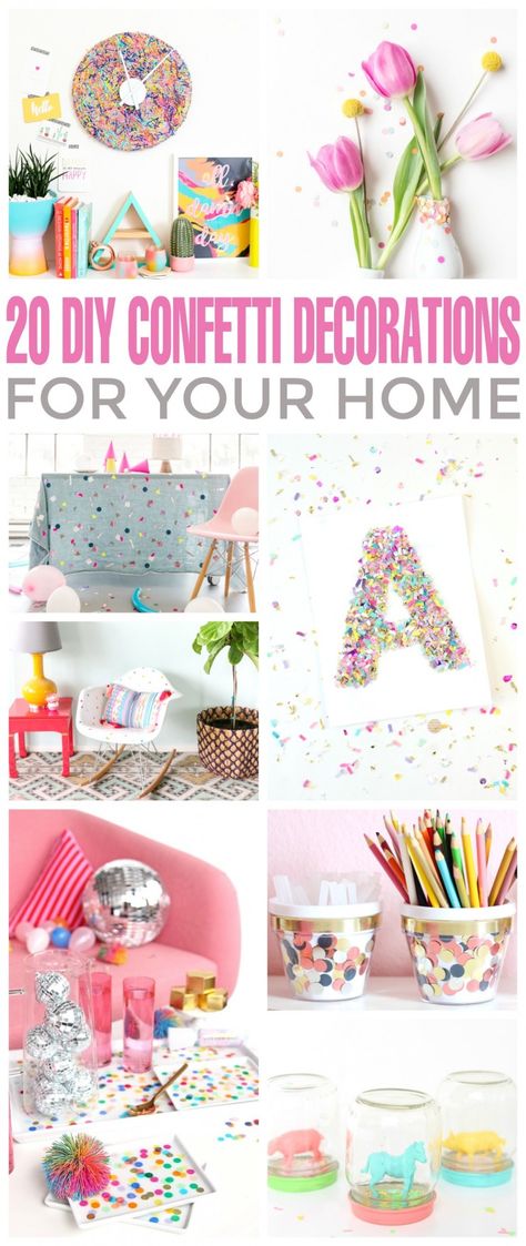 20 DIY Confetti Decorations for your Home Diy Disco Ball, Confetti Eggs, Confetti Bowl, Glitter Paint For Walls, Confetti Wall, Diy Confetti, Paper Confetti, Crafty Gifts, Gold Diy