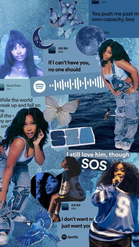 Wallpaper Backgrounds Celebrities, Sza Saturn Wallpaper Iphone, Aesthetic Celebrity Wallpaper, Alaina Core Aesthetic, Sza Sos Wallpaper, Sza Wallpapers Iphone, Sza Core, Sza Aesthetic Wallpaper Blue, Sza Collage