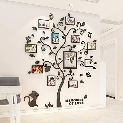 Amazon.com: 3D Black Trunk leaves Wall Stickers Happy Family Tree Decal DIY Decor Sticker with Four DIY Vertical Bars Photo Frames (Black, M) : Baby Family Tree Decal, Tree Decal, Black Trunk, Sofa Wall, Family Stickers, Diy Photo Frames, Tree Decals, Vertical Bar, Family Decor