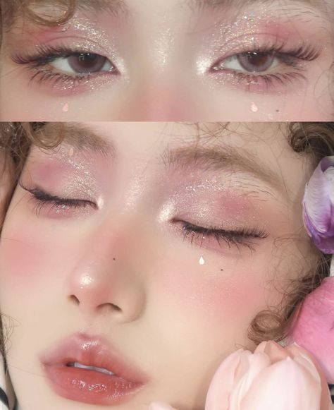 Crystal Makeup, Cute Eye Makeup, Ethereal Makeup, Dope Makeup, Fairy Makeup, Fancy Makeup, Asian Eye Makeup, Eye Makeup Art, Maquillage Halloween