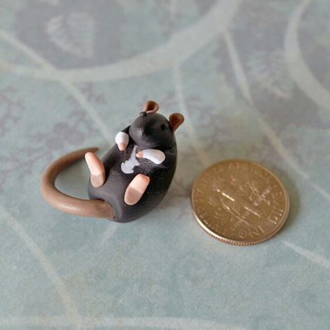 Rat fimo de Ron / rat miniature Clay Rats, Polymer Clay Kunst, Halloween Clay, Clay Things, Polymer Clay Figures, Clay Diy Projects, Polymer Clay Sculptures, Polymer Clay Animals, Cute Polymer Clay