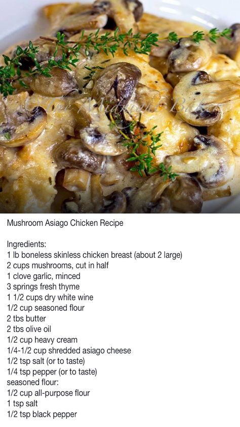 Mushroom Asiago Chicken Mushroom Asiago Chicken Recipe, Creamy Asiago Chicken, Chicken Asiago, Spaghetti Meatballs Recipe, Ultimate Spaghetti, Asiago Chicken, Spaghetti Meatballs, Chicken Mushroom, Chicken Entrees