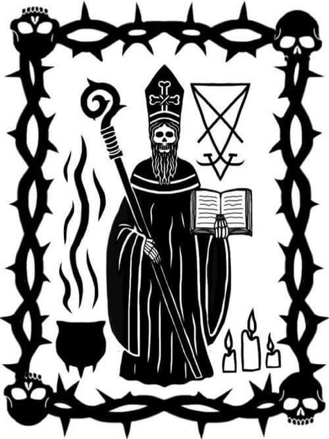 Saint Cyprian 💀 Patron Saint of Sorcerers  (Artwork by the talented John Birkel) Saint Cyprian, Chaos Magick, Magick Symbols, Traditional Witchcraft, Traditional Tattoo Sleeve, Alchemy Symbols, Beautiful Dark Art, Book Binding, Art Google