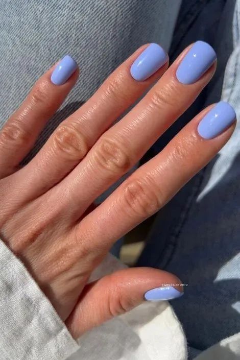 periwinkle blue nail color Nails To Match Every Outfit, Nails For Delivery Day, Short Periwinkle Nails, Blueish Purple Nails, End Of Summer Nail Ideas, Baby Blue Gel Nails Short, Hawaii Vacation Nails, Short Nails Ideas Blue, Periwinkle Blue Nails