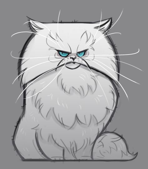 Persian Evil Cat Drawing, Daily Cat Drawings, Cats Drawings, Evil Cat, Cat Biting, Drawing Step By Step, Cat Drawings, Cat Sketch, Drawing Cats