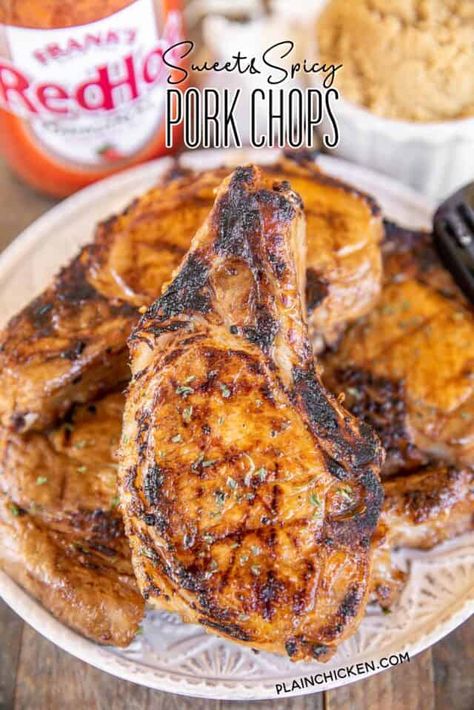 Grilling Archives - Plain Chicken Easy Hot Sauce, Spicy Pork Chops, Garlic Vinegar, Plain Chicken Recipe, Pork Chop Marinade, Pork Marinade, Cooking Pork Chops, Pork Recipes Easy, Juicy Pork Chops