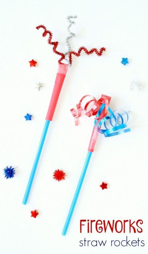 Straw Rockets, Straw Rocket, Decor Celebration, Fireworks Craft For Kids, 4th Of July Crafts, Rocket Craft, New Year's Eve Crafts, Fourth Of July Crafts For Kids, Firework Rocket