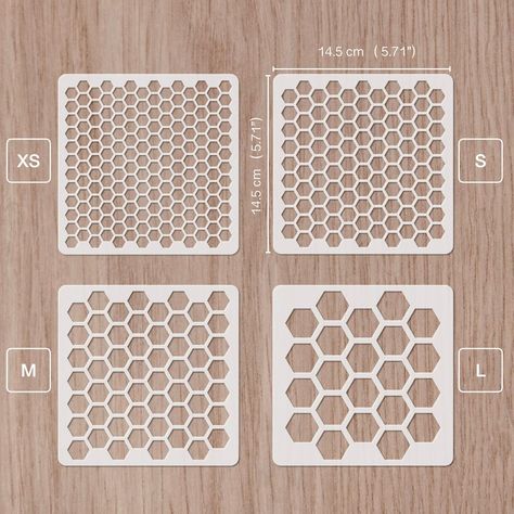 Hexagon Stencil, Honeycomb Stencil, Furniture Overlays, Geometric Stencil, Heart Stencil, Creative Textiles, How To Make Stencils, Tile Stencil, Stencil Furniture