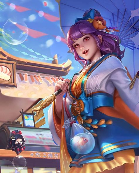 Joni Moba on Instagram: “Revamped Kagura Summer Skin - Artwork Sneek Peak. SC: Dafrixkun/FB…” Kagura Mobile Legends Summer Festival, Kagura Summer, Orange Paint Colors, Miya Mobile Legends, Cute Puppies And Kittens, Hello Kitty Printables, Anime Mobile, Summer Painting, Ghost Photos