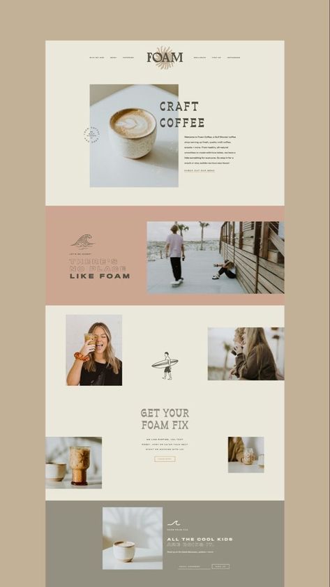 Web Design 2020, Beachy Website Design, Coastal Coffee Shop, Coffee Shop Website, Logo Design Unique, Bold Logo Design, Coffee Shop Branding, Modern Website Design, Best Website Design