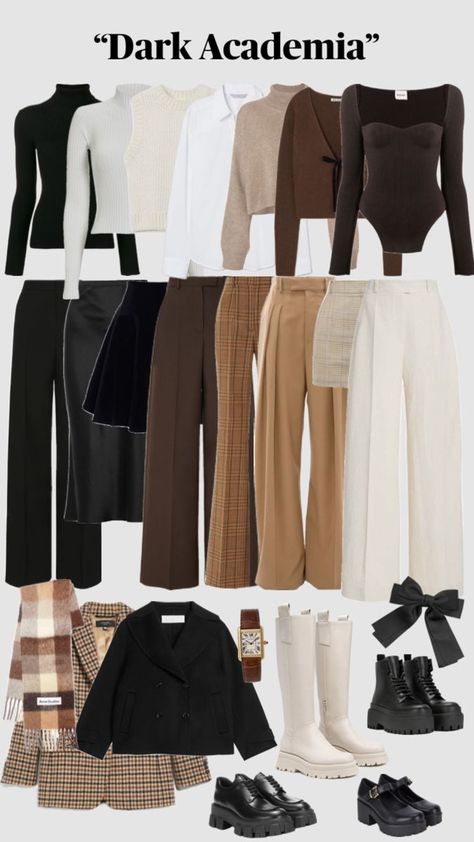 Dark Academia Capsule Wardrobe, Vinter Mode Outfits, Capsule Wardrobe Casual, Dark Academia Outfit, Dark Academy, Fashion Capsule Wardrobe, Clothes And Shoes, Outfits 2023, Fashion Capsule