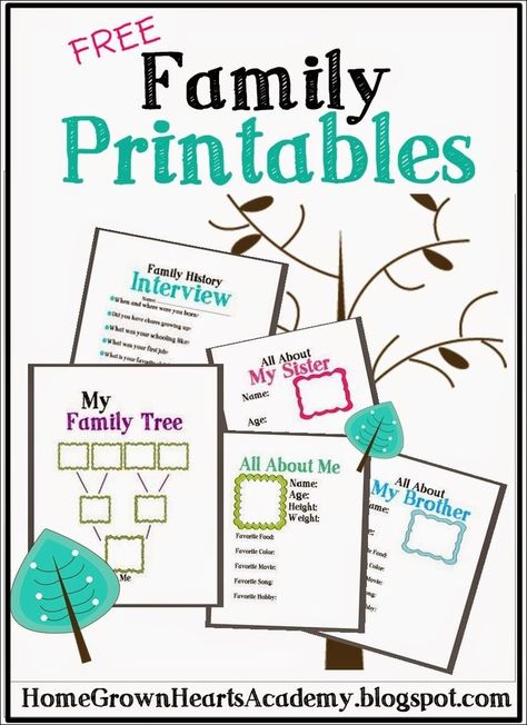 Family History Crafts, Free Family Printables, Family Tree Craft, Family Tree Worksheet, Family Tree Printable, Family History Projects, Family Printables, Tree Project, Family Tree Project