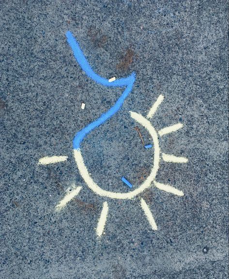 Sun and wave chalk drawing in sidewalk Chalk Drawings, Chalk, Sun, Drawings