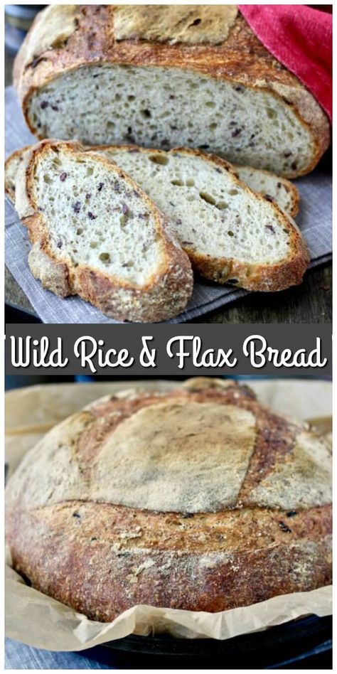 With a chewy crust and soft and airy interior, this wild rice and flax seed bread is hearty, nutritious, and delicious. Wild Rice Flour Recipes, Flax Seed Bread, Rice Bread Recipe, Bread Starters, Flax Seed Muffins, Best Rice Recipe, Flax Seed Benefits, Airy Interior, Rice Bread