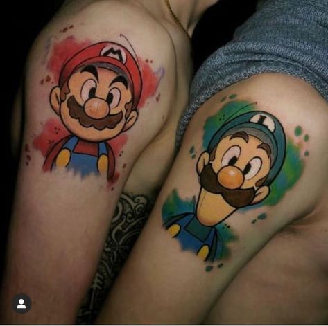 Luigi Tattoo Mario And Luigi Tattoo Ideas, Super Mario Bros Tattoos, Luigi Tattoo Ideas, Super Mario Tattoo Ideas, Luigi Tattoo, Yugioh Tattoo, Super Mario Tattoo, Atrapasueños Tattoo, Tattoo Food