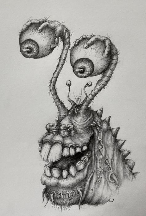 Drawing Monsters Creepy, Monster Drawings Creepy, Monster Sketch Dark, Monster Eyes Drawing, Scary Sketches, Monster Sketch, Monsters Art, Alien Drawings, Scratchboard Art