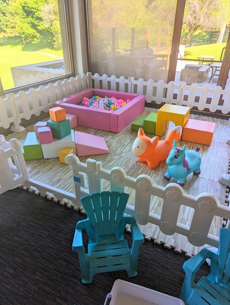 Daycare Flooring Ideas, Infant Outdoor Play Area Daycare, Daycare Flooring, Daycare Building, Daycare Rooms Setup, Inside Playground, Soft Play Business, Daycare Toys, Daycare Room Ideas