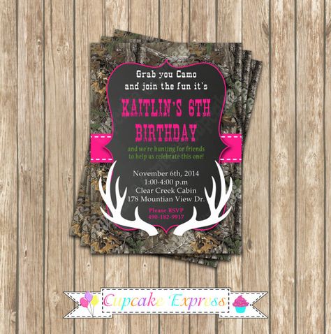 Camo Girl Hunting 3 Birthday Party  PRINTABLE by CupcakeExpress realtree camouflage  deer