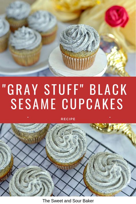 ?Gray Stuff?                            Black Sesame Cupcakes Black Sesame Cupcakes, Horror Baking, The Gray Stuff, Black Sesame Dessert, Gray Stuff, Healthy Cupcakes, Black Food Coloring, Grey Stuff, Austin Food