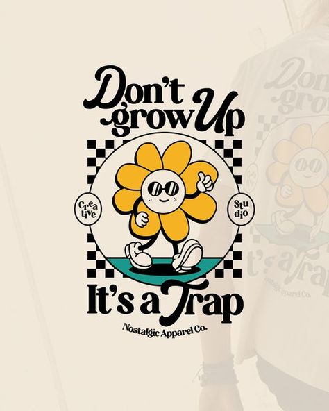 Nostalgic Apparel Co. on Instagram: "It's a Trap! 💛 Designed with love & Nostalgia. Check out new collection! Free worldwide shipping on all orders over 60€! 🌱 100% organic cotton 👕 Oversized Tees (180gr) & Oversized Hoodies (400gr). 🖊 Certified textile by Fairwear, oekotex & PETA. #newcollection #newdrop #dontgrowup #smellycat #winterstyle #giftsideas #newdrop #newdesigns #tshirt #nostalgicapparelco #eadypeasy #90s #graphictshirt #characterdesignmotivation #backtothe90s #aesthetic #90soutfi 90s T Shirt Prints, 90s Shirt Design, Aesthetic Tshirt Graphic Tees, Cute Tshirt Ideas, T Shirt Design Aesthetic, 90s Tshirt Design, Aesthetic Shirt Design, Tshirts Aesthetic, Free Tshirt Design