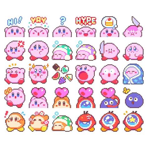 Pixel Art Kirby, 8bit Art, Kirby Art, Pixel Art Design, Pixel Art Pattern, Perler Beads Designs, Perler Patterns, Fuse Beads, 8 Bit