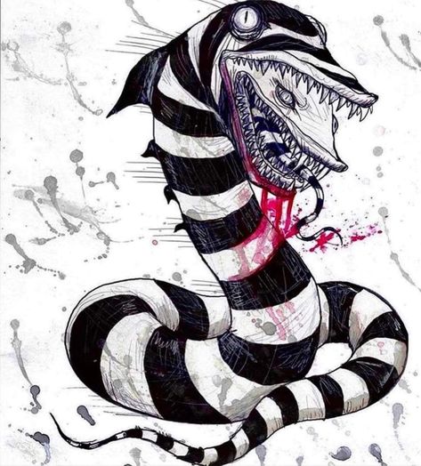 Beetlejuice Worm, Worm Tattoo, Beetlejuice Tattoo, Tim Burton Tattoo, Beetlejuice Sandworm, Nightmare Before Christmas Tattoo, Horror Drawing, Beetlejuice Halloween, Movie Tattoos