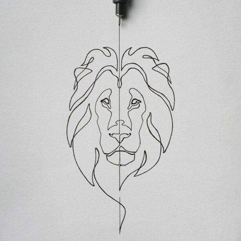 Continuous Line Tattoo, Small Lion Tattoo, One Line Tattoo, Single Line Tattoo, Lion Drawing, Single Line Drawing, Line Art Tattoos, Best Friend Tattoos, Lion Art