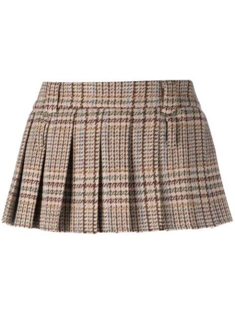 Miu Miu check-pattern Pleated Skirt - Farfetch Skirt Png, Tartan Mini Skirt, Check Mini Skirt, Wool Mini Skirt, Plaid Mini Skirt, Cute Skirts, Pleated Mini Skirt, Check Pattern, Paris Fashion