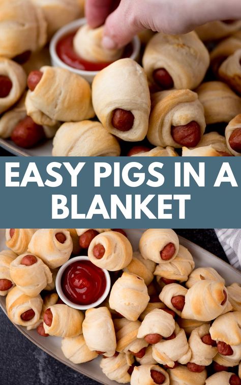 Discover the ultimate comfort food with our easy and classic pigs in a blanket recipe! Perfect for any occasion, this timeless favorite combines juicy sausages wrapped in buttery, golden crescent rolls. Whether you're hosting a party or need a quick snack, these bite-sized delights are sure to be a hit. Simple to make and irresistibly delicious, our pigs in a blanket are the go-to recipe for satisfying cravings and bringing smiles to everyone's faces. Enjoy this effortless, crowd-pleasing ... Little Weenies Recipe, Little Smokies Crescent Rolls, Pigs In A Blanket Recipe Pillsbury, Easy Pigs In A Blanket, Lil Smokies Recipes, Sausage Crescent Rolls, Sausage Crescents, Pigs In A Blanket Recipe, Little Smokies Recipes