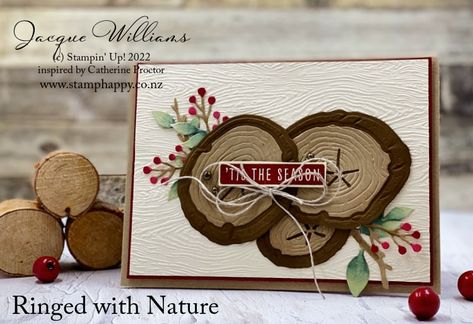 Nature Christmas Cards, Ringed With Nature, Traditional Christmas Cards, Craft Board, Nature Card, Happy Cards, Stampin Up Christmas Cards, Christmas Card Crafts, Tree Rings