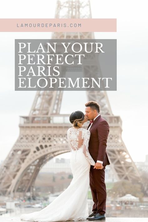 Dreaming of getting married in Paris? Plan your perfect Paris Elopement in just a few easy steps. L'amour de Paris will photograph or video all your treasured memories together. #pariswedding #pariselopement #parisweddingideas #parisweddingphotographer #weddinginspiration #weddingdresslongsleeves #pariselopementphotographer paris wedding | wedding inspo | elopement ideas Paris Elopement Photography, Paris Honeymoon, Wedding In Paris, Paris Elopement, Smallest Wedding Venue, Beautiful Paris, City Of Love, Paris Wedding, A Paris