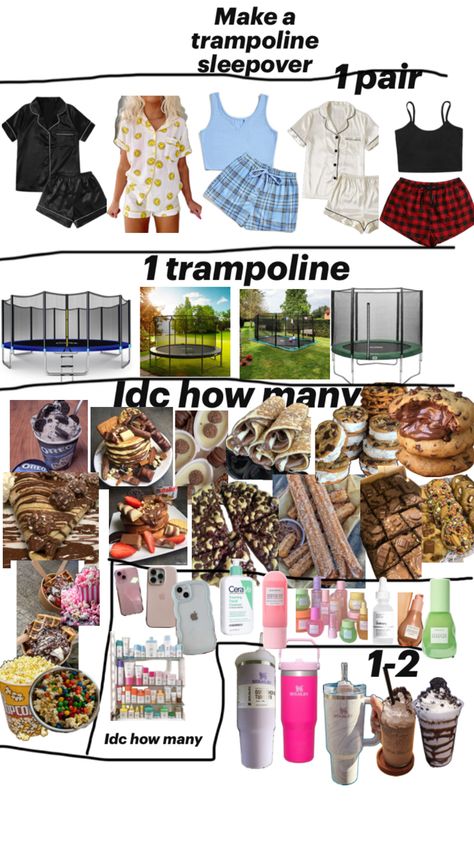 Make a trampoline sleepover Trampoline Sleepover Ideas, Trampoline Sleepover, Fun Sleepover Ideas, Sleepover Ideas