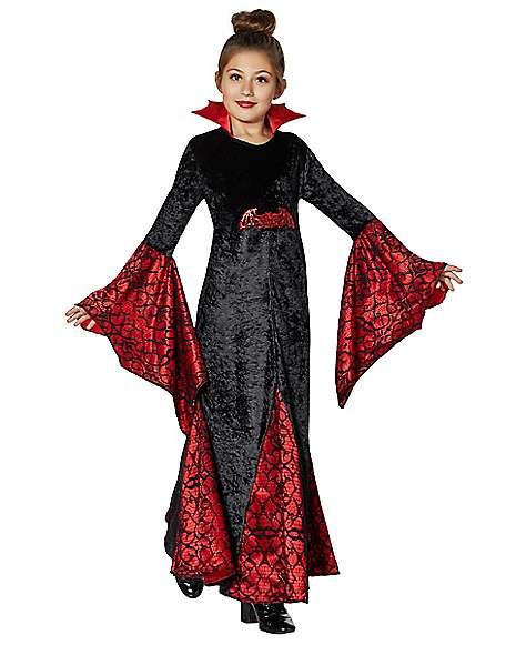 Kids Gothic Vampira Costume - Spirithalloween.com Vampire Costumes For Kids, Vampire Gown, Vampire Costume Kids, Girls Vampire Costume, Skull Costume, Kid Costumes, Dead Costume, Vampire Halloween Costume, Children Costumes