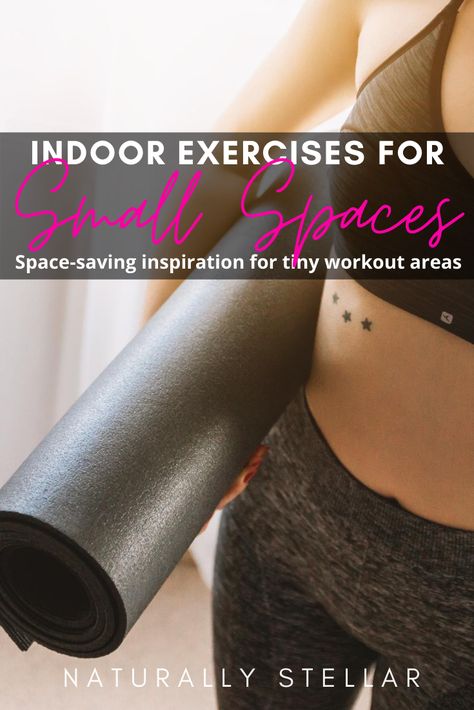 Today I'm sharing some indoor exercises for small spaces. These are simple, practical exercises and space-saving equipment, that I use to help take care of my body while spending more time at home.  Bookmark this post because it's full of great resources and links for your home workouts/set-up. * * * #workouts #smallspaceworkouts #indoorexercise #smallspace #workoutspaceideas #compactgymequipment #smallspaceequipment #exerciseroutine #easyindoorexercises #workoutinspiration #tinyapartment Best Stretching Exercises, Dumbbell Arm Workout, Lifetime Fitness, Fitness Facts, Fitness Blender, Squat Challenge, Workout Space, Fitness Magazine, Home Workouts