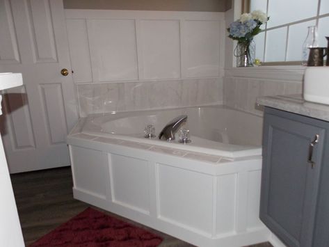 undefined Corner Tub Remodel, Barndo House, Corner Jacuzzi Tub, Tub Remodel, Luxury Vinyl Tile Flooring, Corner Tub, Master Bath Remodel, Jacuzzi Tub, Jetted Tub