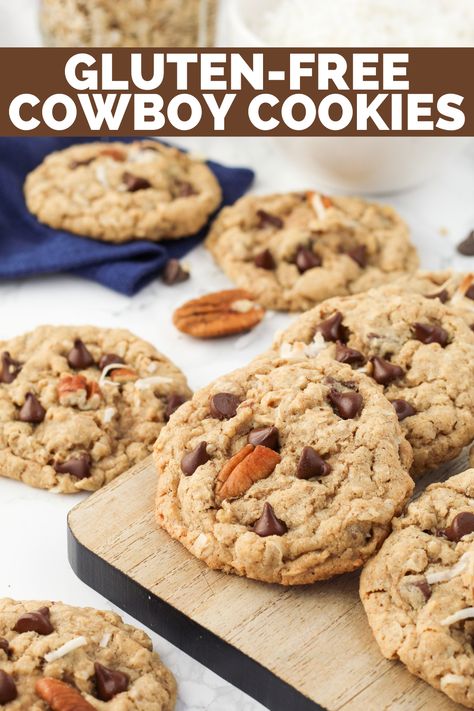 Gluten Free Cowboy Cookies, Nutty Cookies, Heathy Treats, Gluten Free Holiday Cookies, Best Gluten Free Cookies, Gluten Free Cookie Dough, Oatmeal Coconut Cookies, Coconut Oatmeal, Gluten Free Sugar Cookies