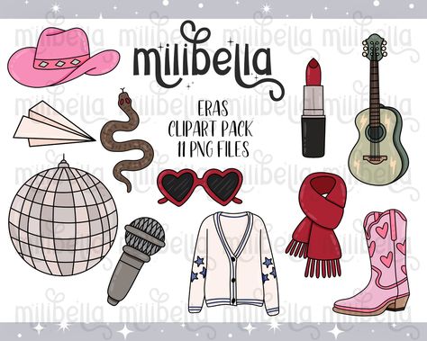 Snake Microphone, Heart Shaped Glasses, Western Music, Paper Plane, Western Hats, Red Scarves, Hand Art Drawing, Music Icon, Disco Ball