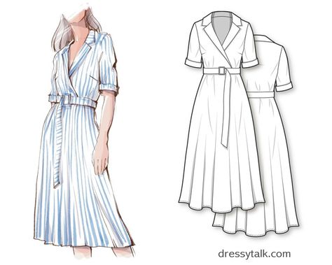 Linen Wrap Dress Sewing Pattern, Dress Patterns Formal, Dress Patterns Sewing, Flare Pants Pattern, New Dress Pattern, Wrap Dress Sewing Patterns, Sewing Patterns For Women, Formal Dress Patterns, Long Dress Patterns