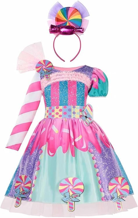 Amazon.com: Kidswant Toddler Baby Girls Luxury Princess Party Halloween Cosplay Costume Dress Up with Accessorries[7-8 Years] : Clothing, Shoes & Jewelry Lollipop Costume, Rainbow Costumes, Winter Costume, Candy Costumes, Baby Costumes Girl, Tulle Dresses, Tutu Costumes, Dress Up Outfits