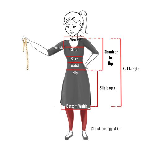 Kurti Size Measurement Chart - A Complete Guide - Fashion Suggest Kurti Measurement Chart, Pleated Kurti, Simple Kurti, Formal Dress Code, Kurti Style, Golden Pattern, Blouse Pattern Sewing, Measurement Chart, Shopping Websites