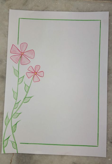 Attractive Cover Page For School Project, Easy Simple Border Design, Boderline Ideas, Border Design Aesthetic Drawing, Simple Border Designs For Projects, Easy Borders, Simple Border Designs, Title Page Ideas, Flower Border Design