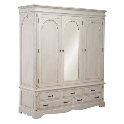 Victorian Wardrobe, Wardrobe With Mirror, French Style Bedroom, Shabby Chic Bedroom Furniture, Triple Wardrobe, Victorian Bedroom, Bedroom Armoire, Pine Furniture, Wardrobe Furniture