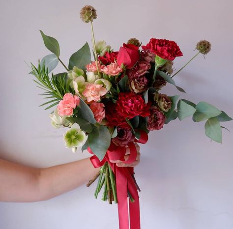 Red Carnation Bouquet, Carnation Bouquet, Bouquet For Wedding, Red Carnation, Red Bouquet, Bouquet Of Roses, December Wedding, Rose Bouquet, Boutonniere