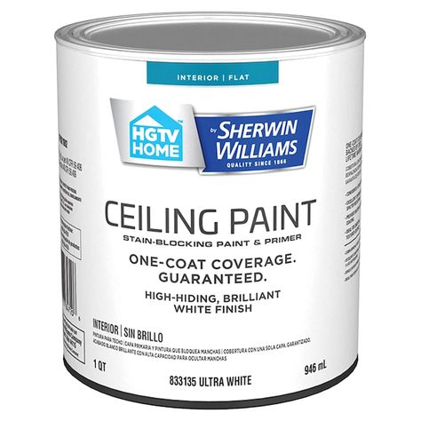 HGTV HOME by Sherwin-Williams Flat White Ceiling Paint and Primer (1-quart) in the Ceiling Paint department at Lowes.com Door And Trim Paint, Best Paint Brand, White Ceiling Paint, Method Soap, Best Chalk Paint, White Interior Paint, Ceiling Paint, Ceiling Texture, Paint Brands